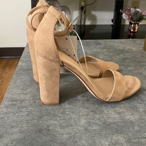 Tan open toe sandal heels